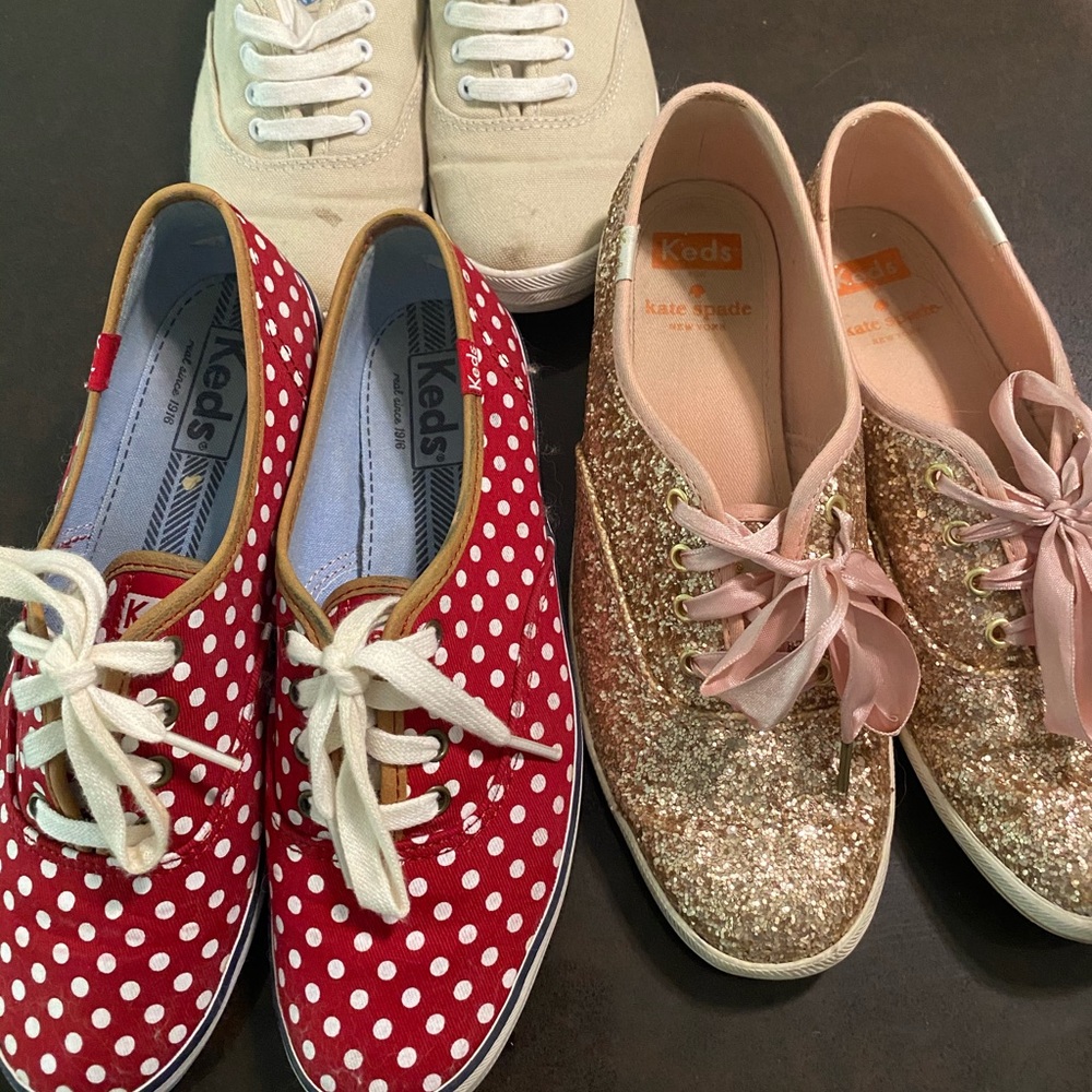 Trio of Keds size 6 sneakers.